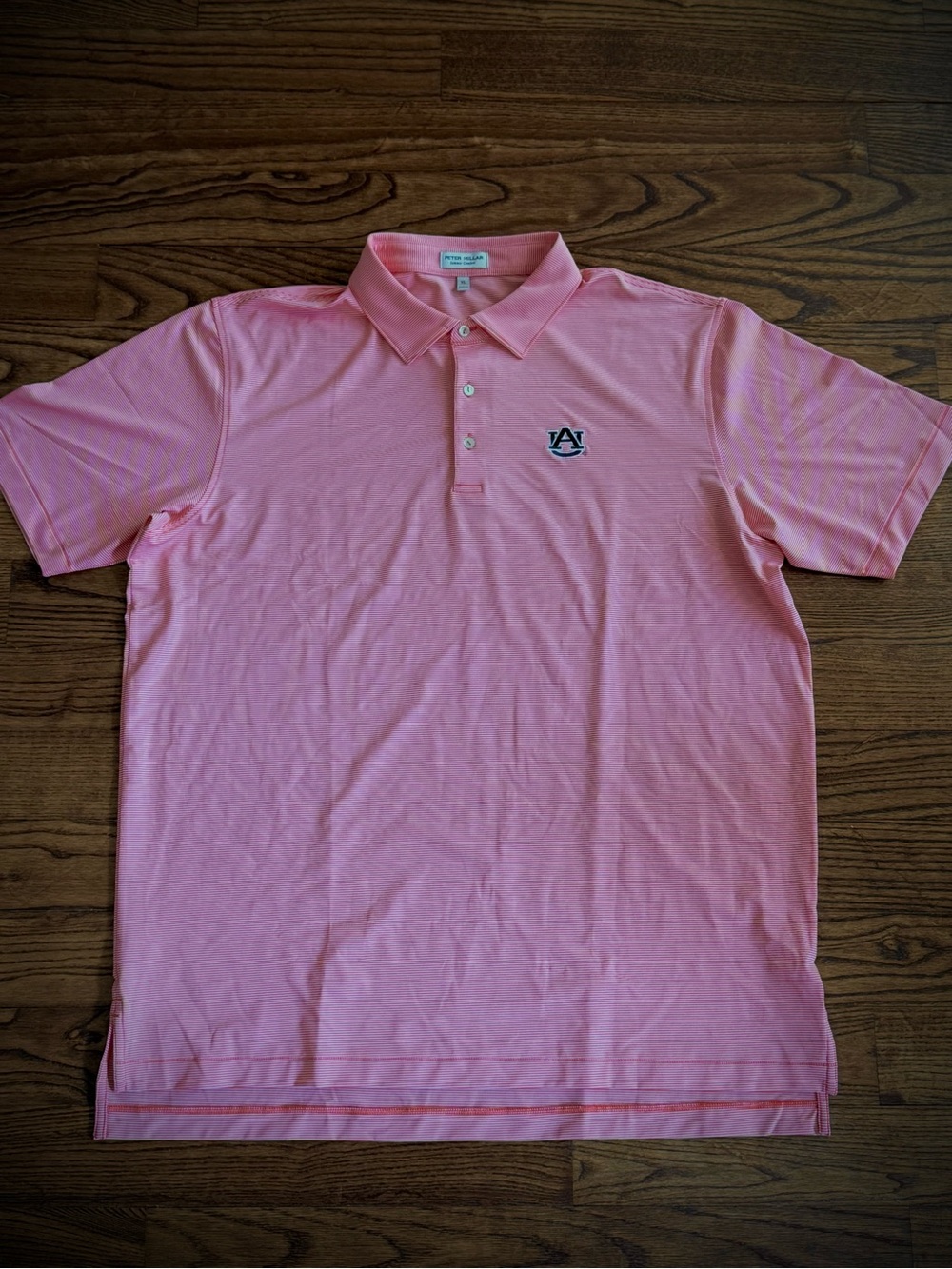 Peter Millar Orange and White striped Auburn Polo Shirt